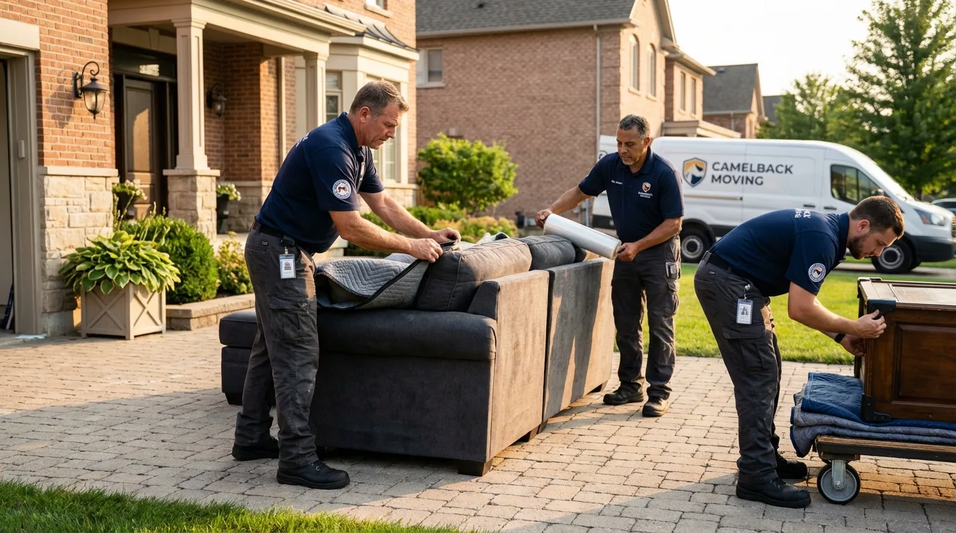 Large estate moving crew wrapping furniture in Franklinville, NC