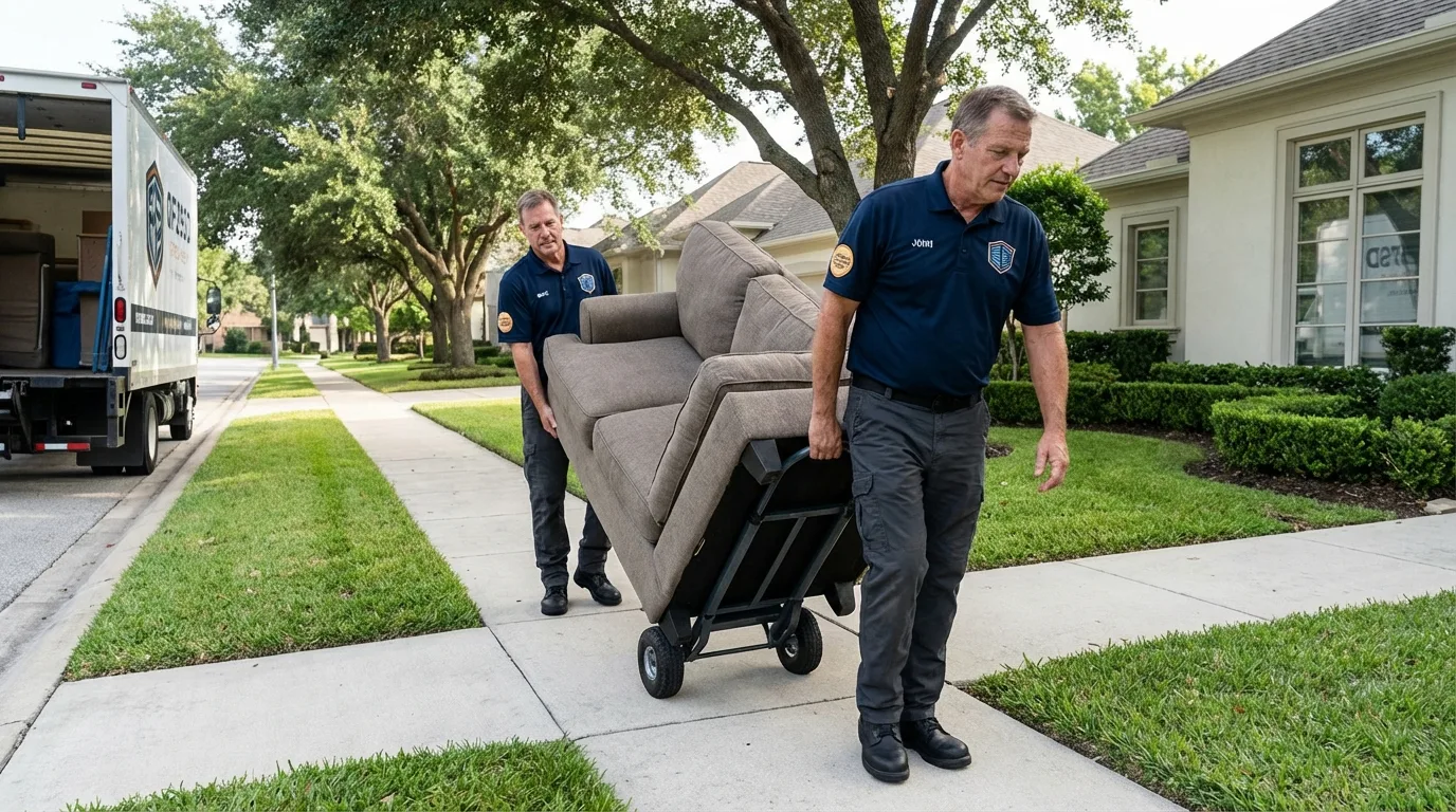 Local residential moving crew loading furniture in Franklinville, NC